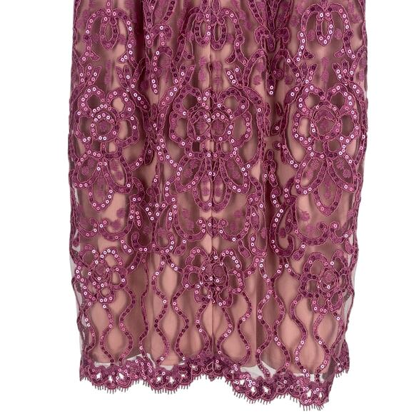 Tadashi Shoji Miranda Sequin Embroidered Cocktail Dress Mauve Size 4 - Picture 9 of 10